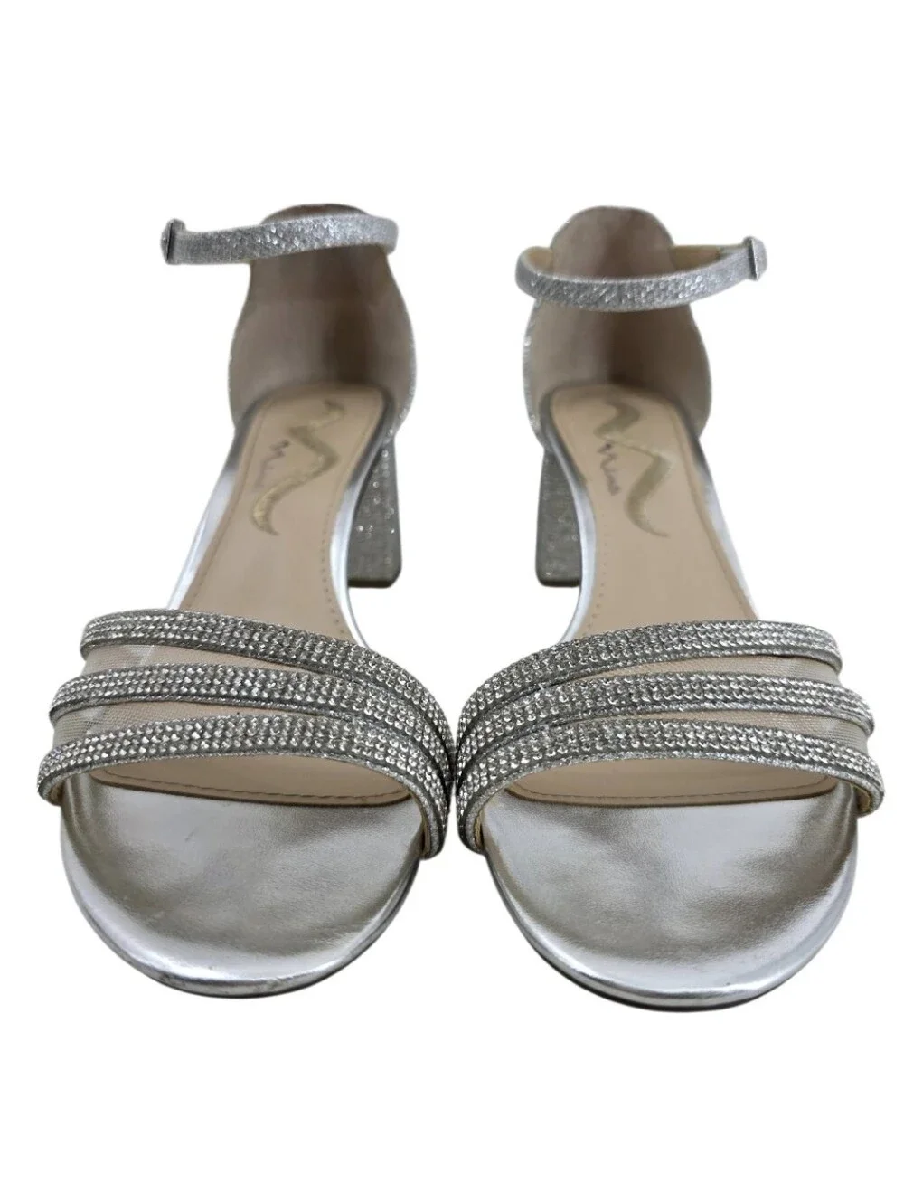 Nina Metallic Silver Dream Block Heels Women's Size 8 Homecoming Dance